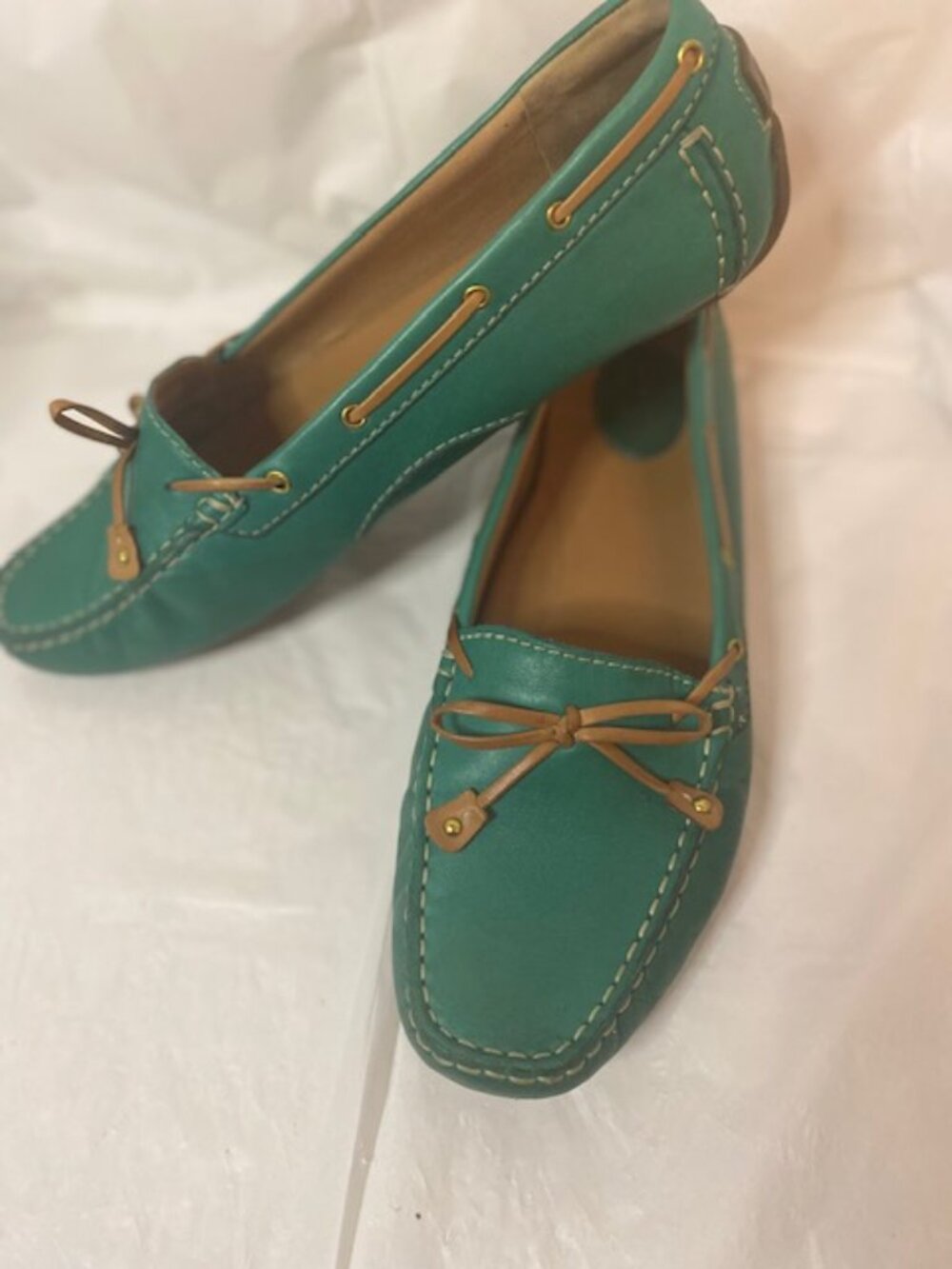 Clarks Artisan Turquoise Leather Slip On Loafers Mules, Women's Size 12M - Picture 2 of 6